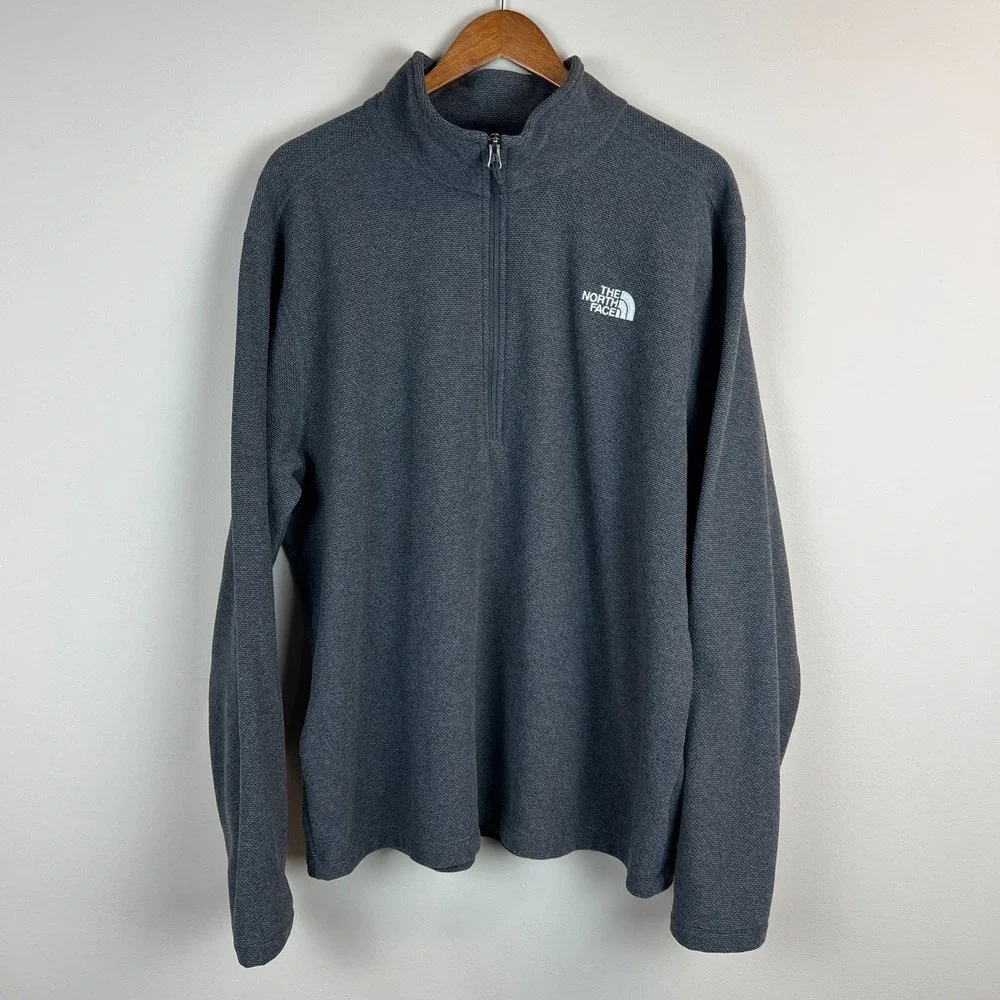 The‎ North Face 1/4 Zip Pullover Mens XXL Gray Textured Cap Rock Fleece Classic
